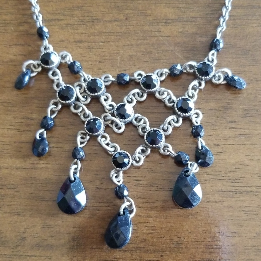 Black and Silver Chandelier Necklace